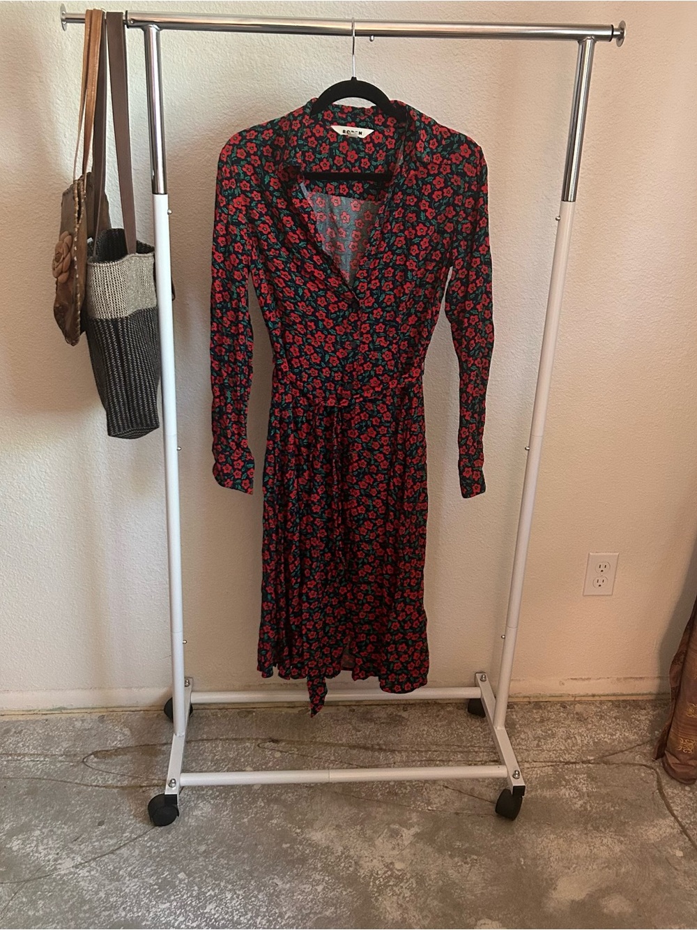Boden Kate Midi Dress Red Poppy Floral Print